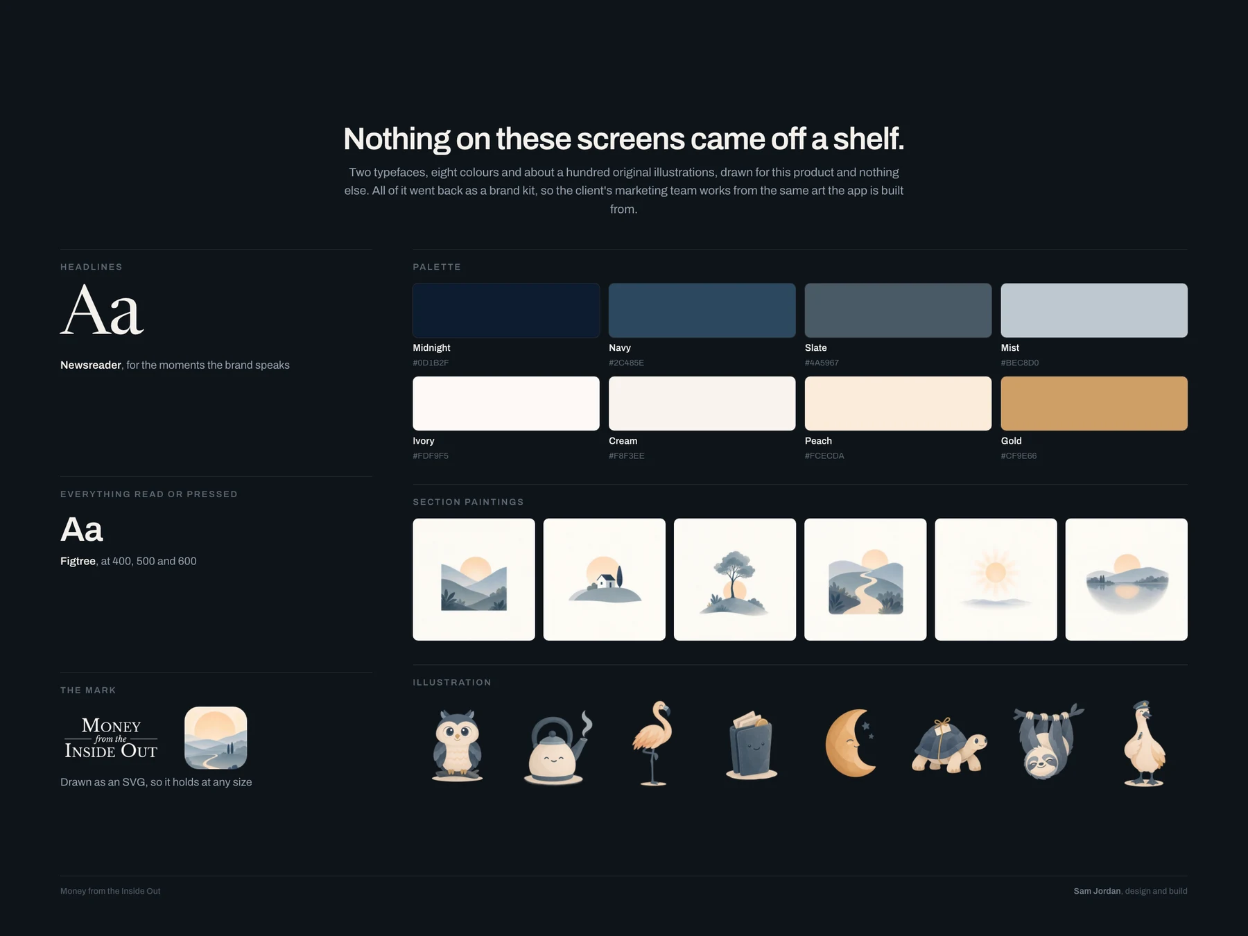 Money From the Inside Out visual identity, colour palette and illustrated graphics